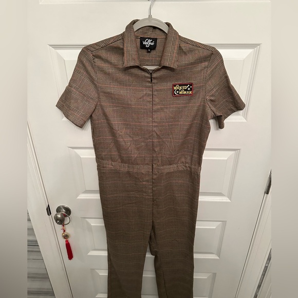 Valfre Pants - Valfre Brown Plaid Jumpsuit